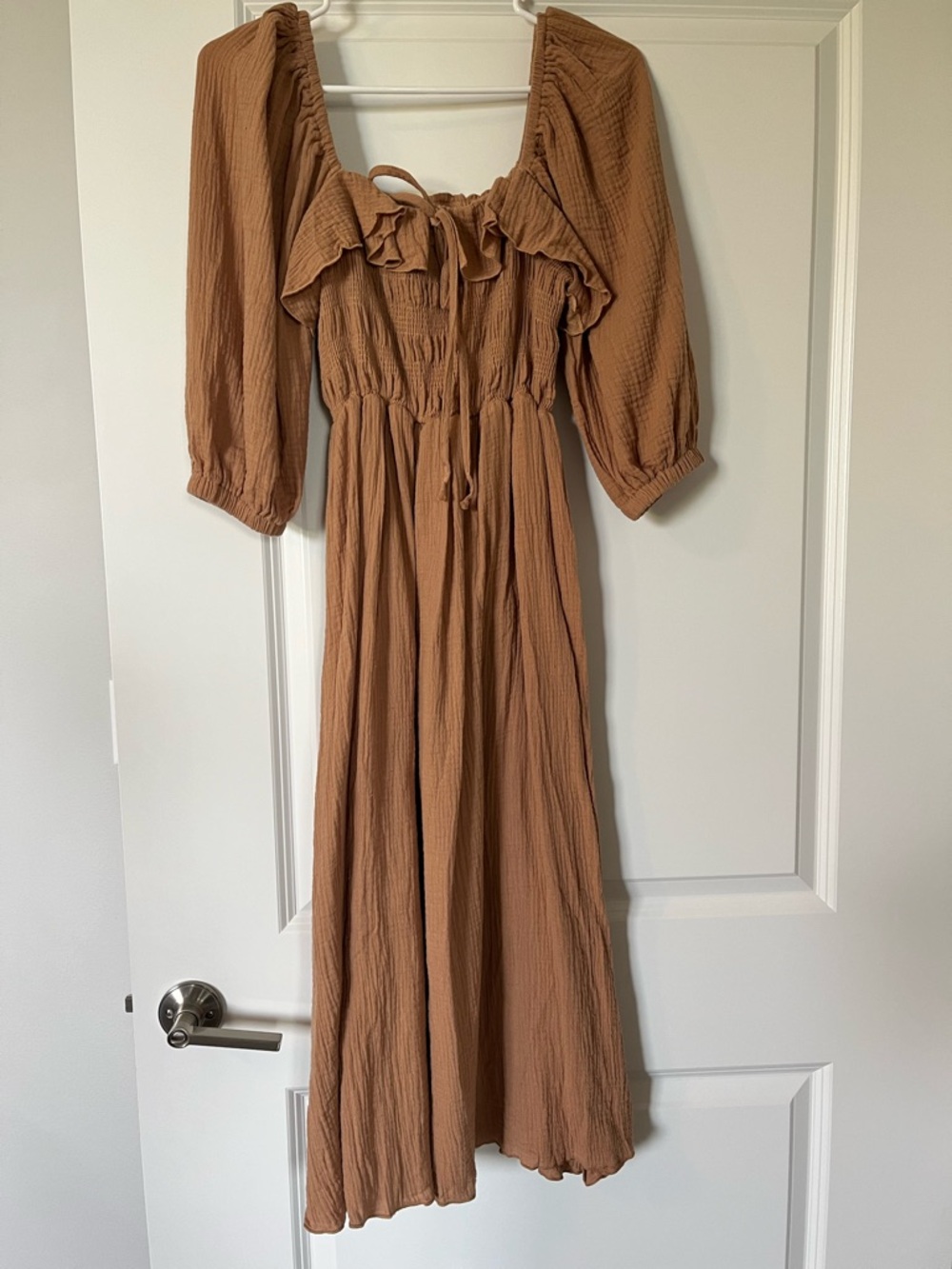 Brown cotton midi dress. Size M.